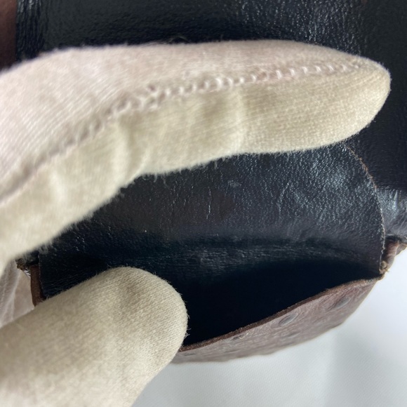 BALENCIAGA Exotic Ostrich Leather Two-Pocket Coin Purse (Dark Brown) - Picture 7 of 12